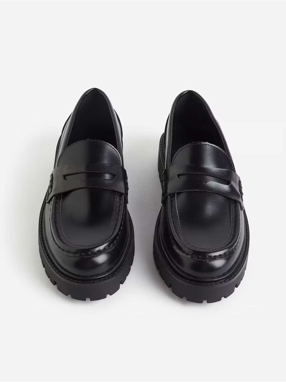 H&M Black Lug Sole Penny Loafers